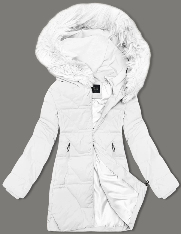 Zimowa kurtka damska z kapturem J Style biała (16M9099-281)