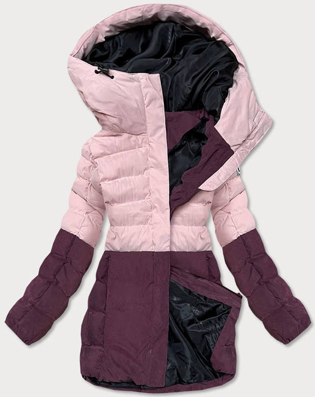 Zimowa kurtka damska puchowa różowa (b2379)