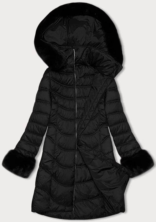 Pikowana kurtka damska J Style czarna (11Z8092)