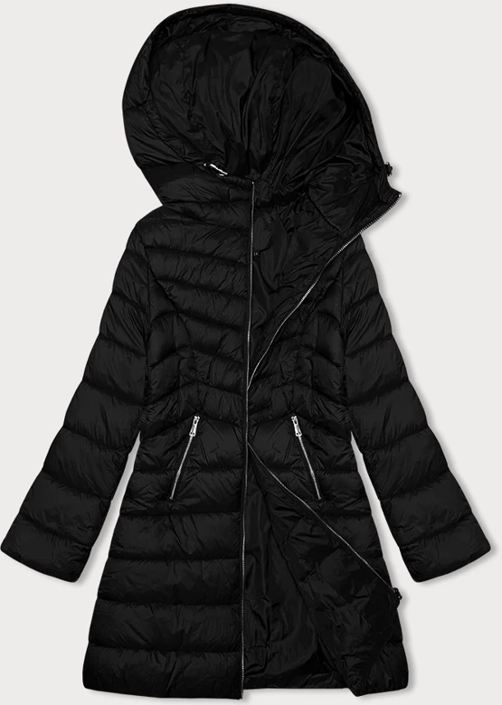 Pikowana kurtka damska z kapturem J Style czarna (11Z8083)