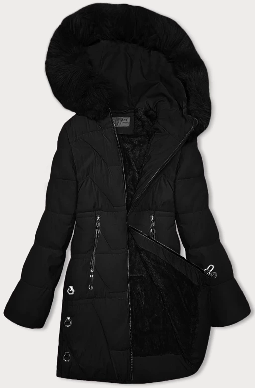 Damska zimowa kurtka na futrzanej podszewce S'west czarna (R8166-1)