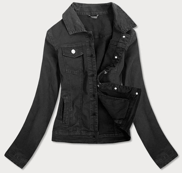 Taliowana jeansowa kurtka damska czarna (f2331)