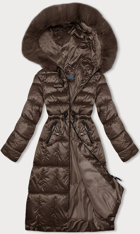 Dopasowana damska kurtka zimowa brązowa S'west (B8207-14)