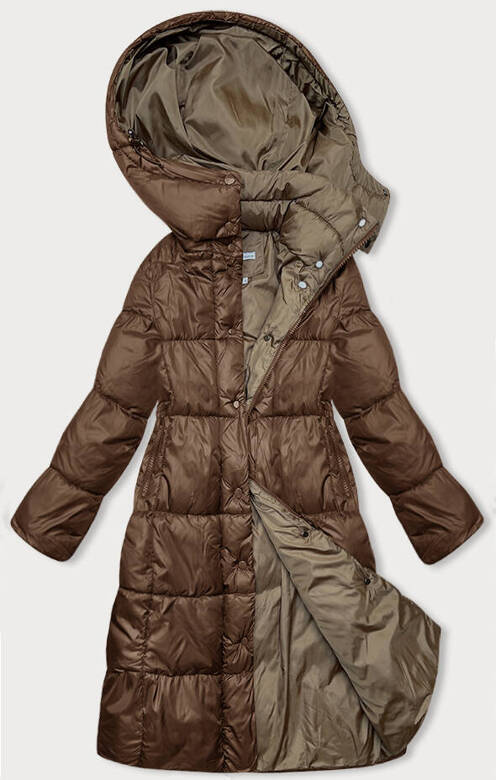 Długa zimowa kurtka damska brązowa (YP-22073-80)