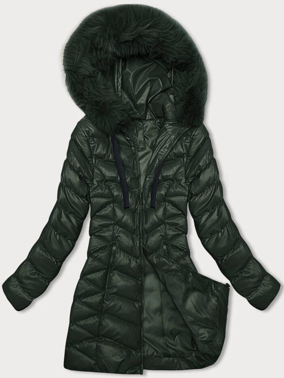 Zimowa kurtka damska ciemnozielona (5M3139-238)