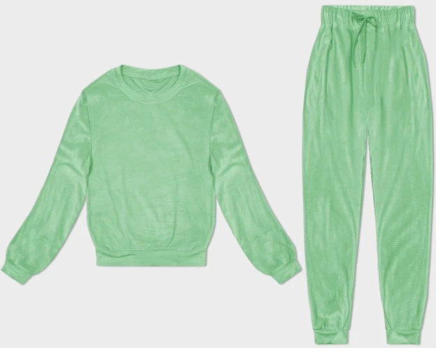Welurowy dres damski jasny zielony (8C1173-127)