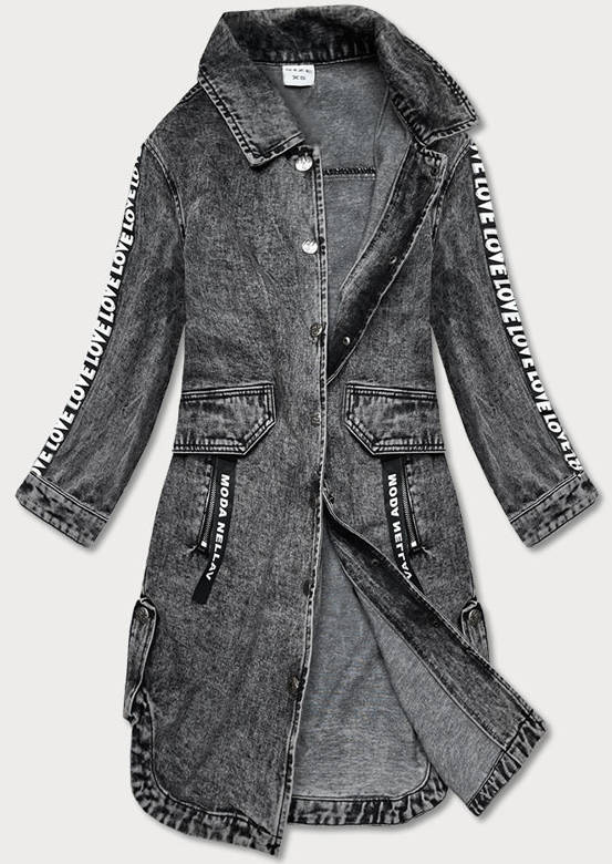 Luźna damska jeansowa kurtka/narzutka czarna (pop7017-k)