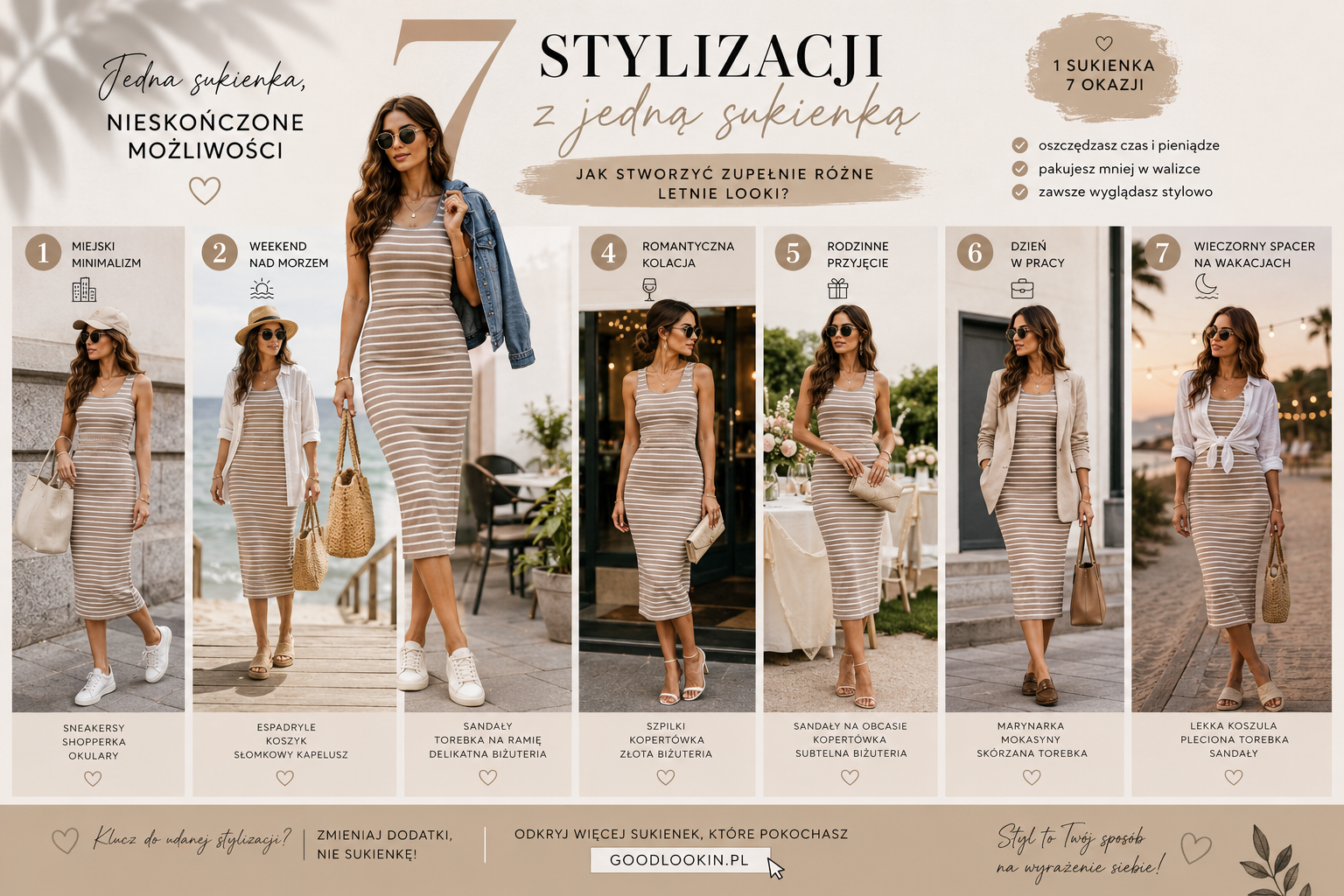 7 stylizacji z jedną sukienką – jak stworzyć zupełnie różne letnie looki?