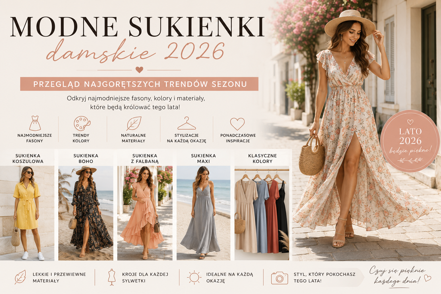 Modne sukienki damskie 2026 – przegląd najgorętszych trendów sezonu