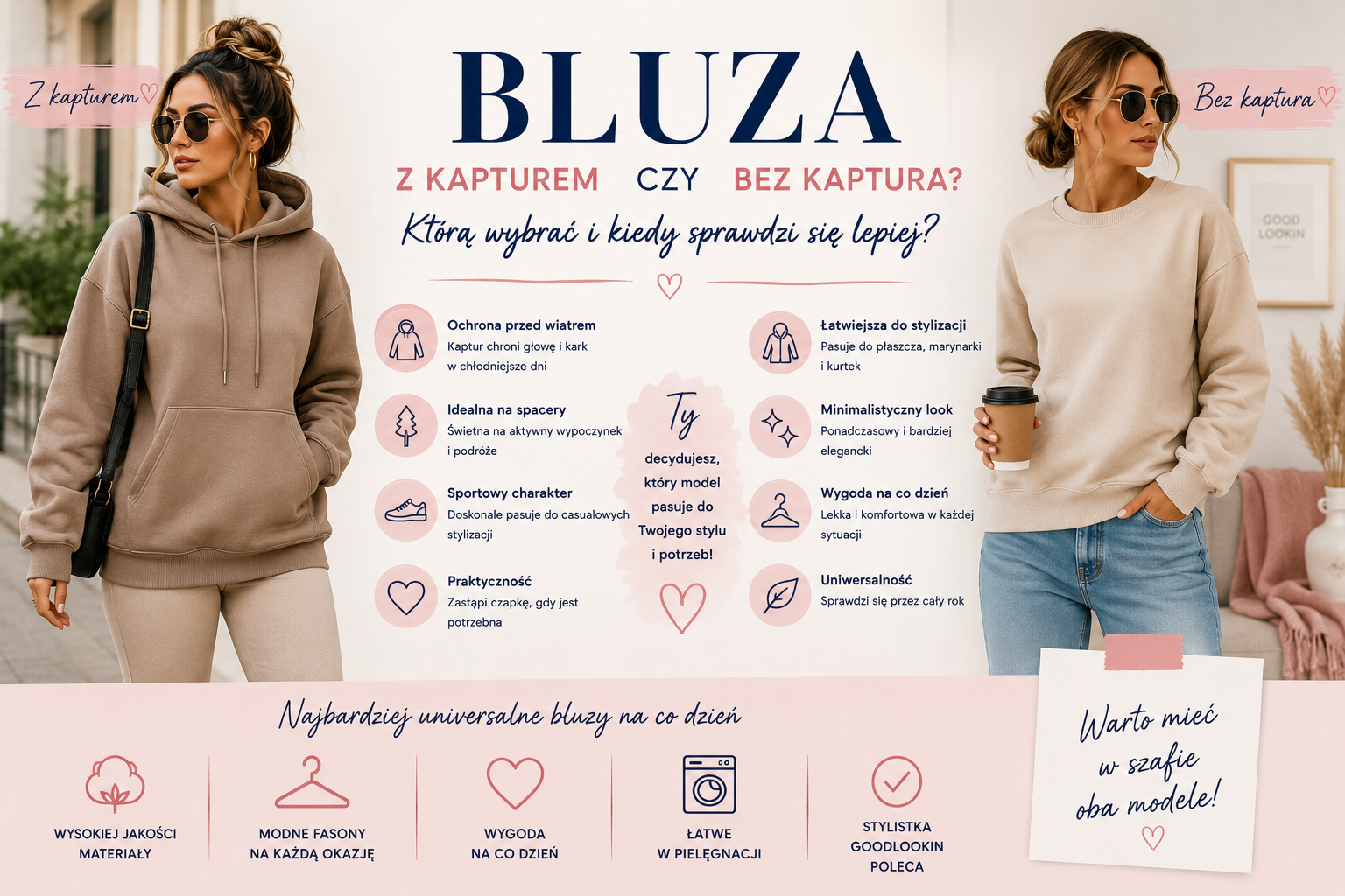 Bluza z kapturem czy bez kaptura? Którą wybrać i kiedy sprawdzi się lepiej?