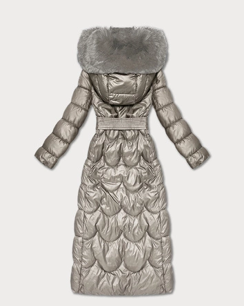 Klasyczny pikowany płaszcz z kapturem Minority beżowy (T3-2620#-62)