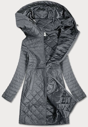 PIKOWANA KURTKA DAMSKA Z KAPTUREM SZARA (Q359#)
