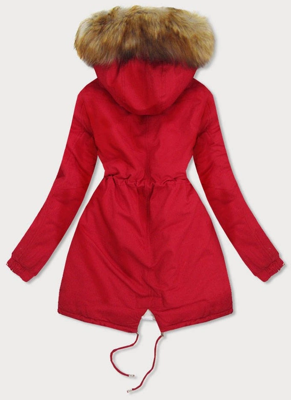 DWUSTRONNA PARKA CZERWONA-ECRU (B507)