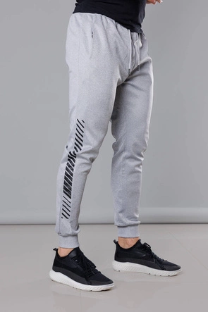 Spodnie dresowe z nadrukiem męskie jasne szare (8K178-2)