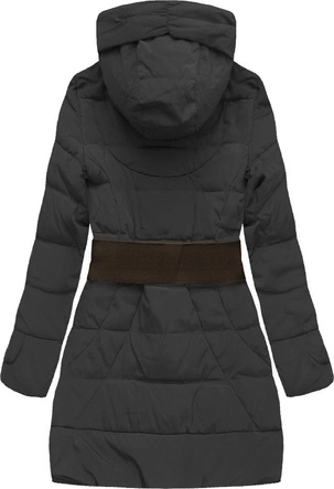 KURTKA Z KAPTUREM I PASKIEM CZARNA (1976)