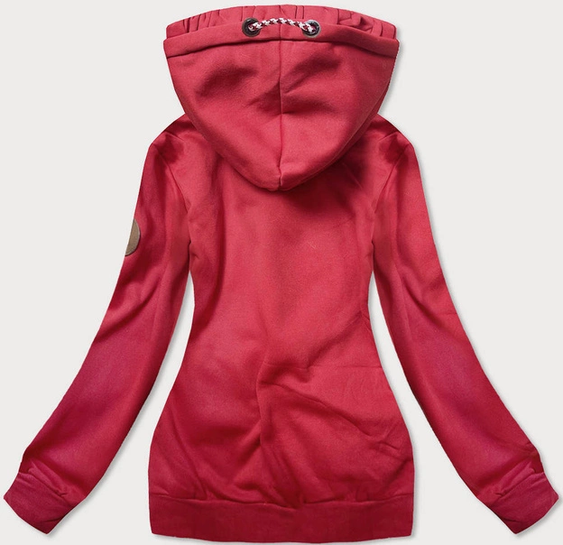 Bluza damska z ozdobnym kapturem czerwona (AMG725-2)