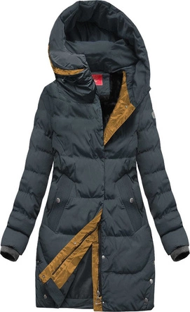 PIKOWANA DAMSKA KURTKA ZIMOWA Z KAPTUREM GRAFITOWA (M-123)