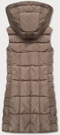 Damska kamizelka z kapturem ciemny beż (B8136-12)