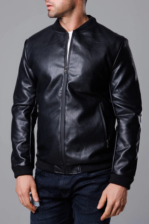 Męska bomberka ekoskóra czarna (11Z8015)