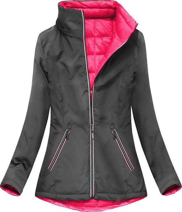 Dwustronna kurtka przejściowa szaro-amarantowa (7699)