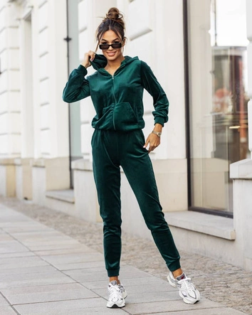 Dres damski z rozpinaną bluzą butelkowy zielony (829)