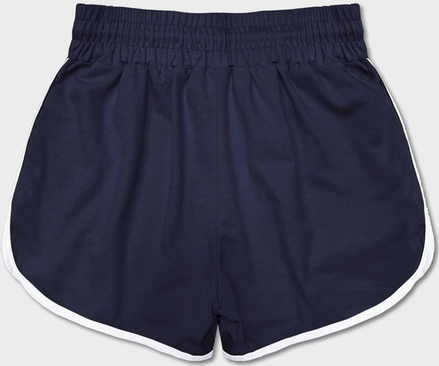 Damskie szorty z kontrastową lamówką granatowe (8K208-25)