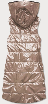 Dopasowana dłuższa kamizelka damska beżowa (b8023-51)