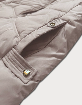 Zimowa kurtka damska z odpinanym kapturem  LHD jasny beżowy (LHD-24577)