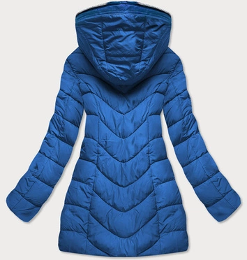 KURTKA ZIMOWA Z KAPTUREM NA FUTERKU NIEBIESKA (M21007)