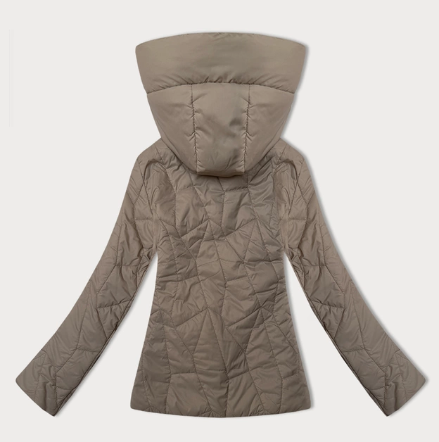 Cienka pikowana kurtka damska z kapturem J Style beżowa (16M9250-62)