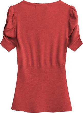 SWETER Z BUFIASTYMI RĘKAWAMI CZERWONY (1576)