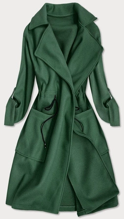 LUŹNY PŁASZCZ DAMSKI Z KLAPAMI ZIELONY (20536)