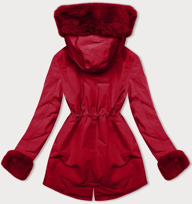 Krótka parka zimowa na futerku czerwona (16M9062-270)