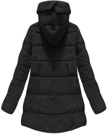 KURTKA Z PUCHEM NATURALNYM CZARNA (8061)