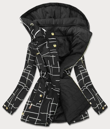 DWUSTRONNA KURTKA PARKA DAMSKA CZARNO-BIAŁA (W657)