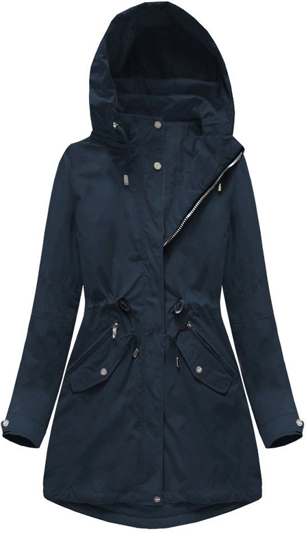 DWUSTRONNA KURTKA Z KAPTUREM GRANATOWA (W0229)