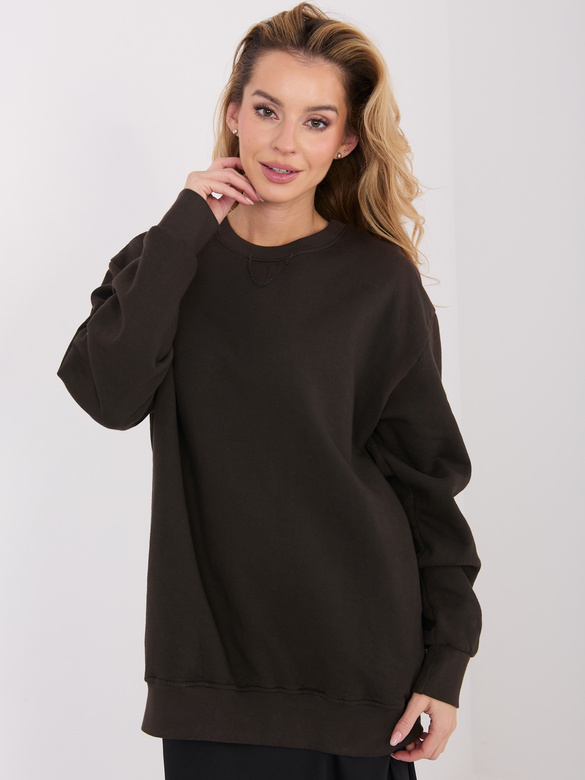 Bawełniana damska bluza basic Goodlookin ciemny brąz (A1047)
