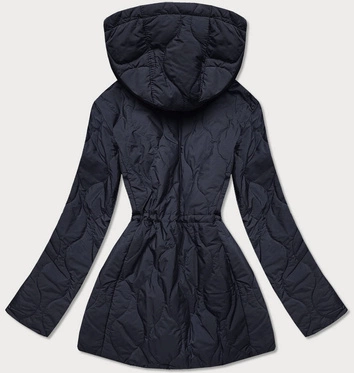 Pikowana kurtka dwustronna damska granatowo-żółta (mhm-w589)