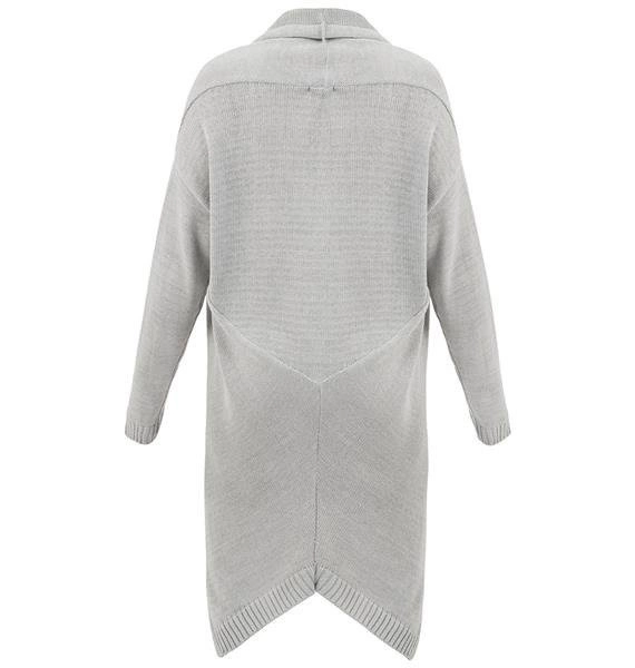 DŁUGI SWETER Z KOŁNIERZEM SZARY JASNY (SW88)