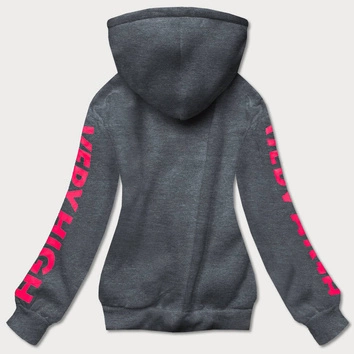 Bluza dresowa damska z nadrukiem ciemnoszara (26012)