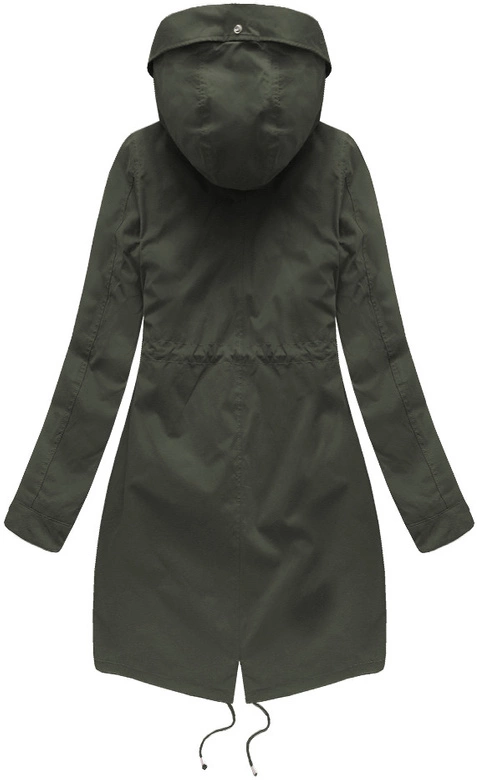 Zimowa damska parka z podpinką i kapturem army (7626BIG)