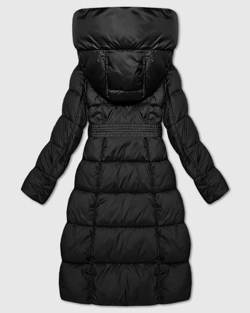 Długa gruba kurtka zimowa z paskiem Minority czarna (P3-6033-1)