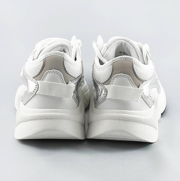 Sznurowane sneakersy z kolorowymi wstawkami białe (6346)