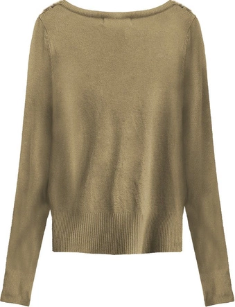 SWETEREK Z OZDOBNYM ŻABOTEM BEŻOWY (X1535X)