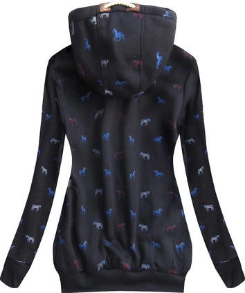 BLUZA Z NADRUKIEM W KONIE GRANATOWA (1928)