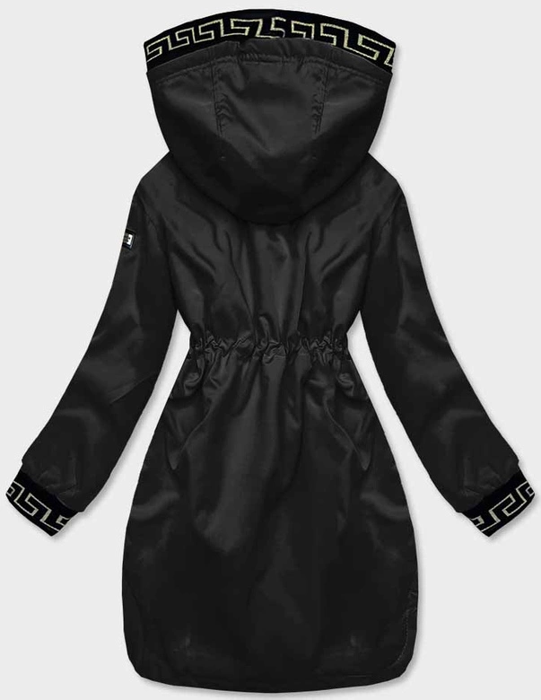 Kurtka damska z ozdobną lamówką czarna (B8139-1)