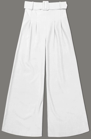 Eleganckie spodnie damskie z paskiem białe (18727)