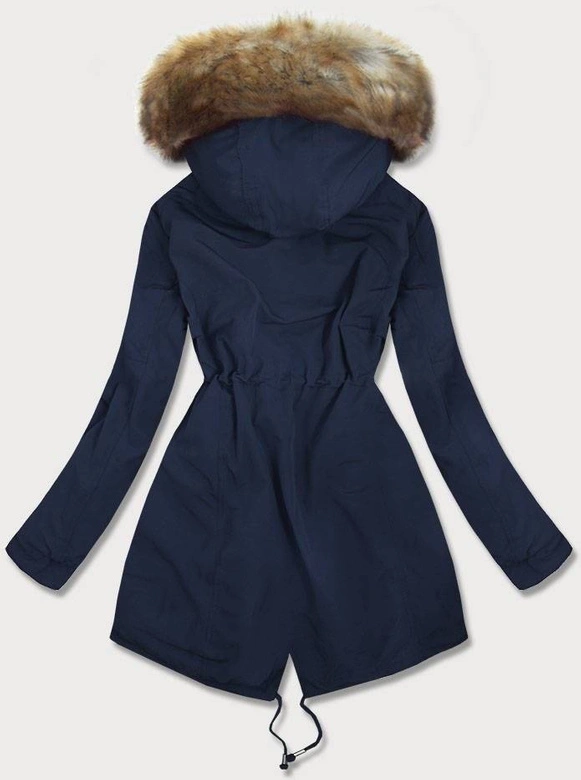 DAMSKA PARKA ZIMOWA NA MISIU GRANAT/BEŻ (W378)