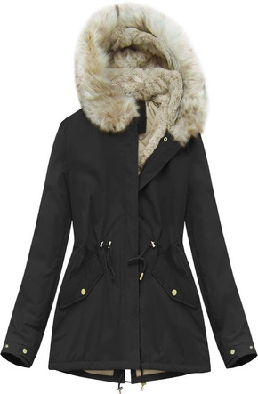 DAMSKA KURTKA ZIMOWA TYPU PARKA CZARNA (B2648)