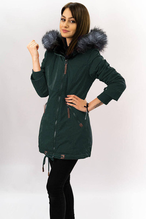 Wodoodporna parka damska zielono-szara (m-923)
